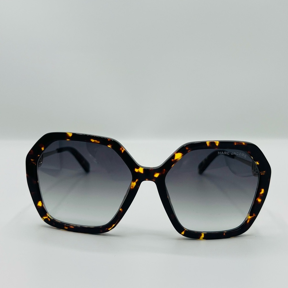 Marc Jacobs Oversized Hexagonal Tortoise Sunglasses – With Case